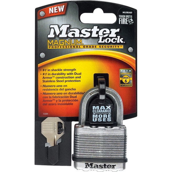 Master Lock 6.34 in. H X 1.34 in. W X 3.91 in. L Steel Ball Bearing Locking Weather-Resistant Padloc M5XKADCCSEN - main